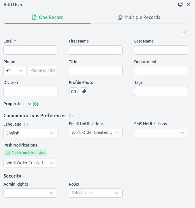 Add user form