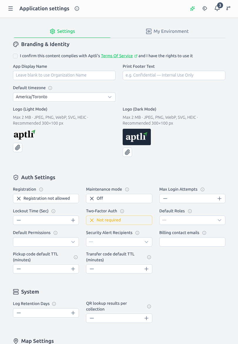 Application settings