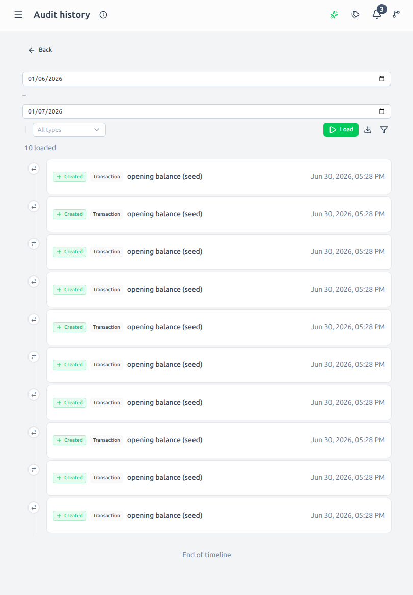 Audit history