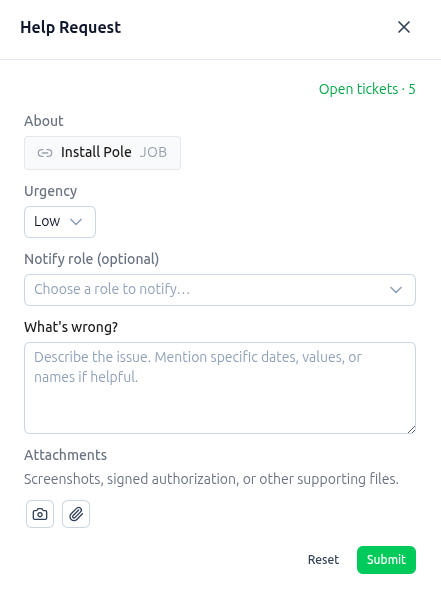 Help request slideover