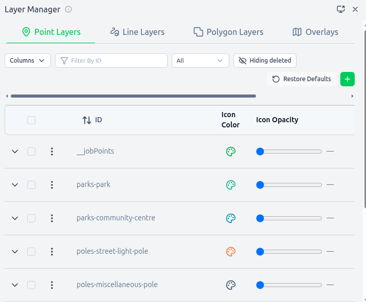 Layer manager panel