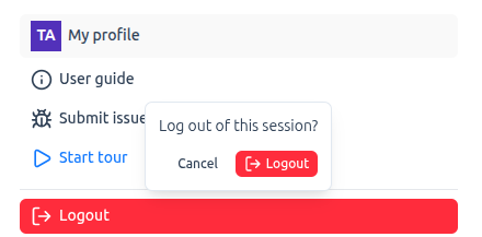 Logout menu